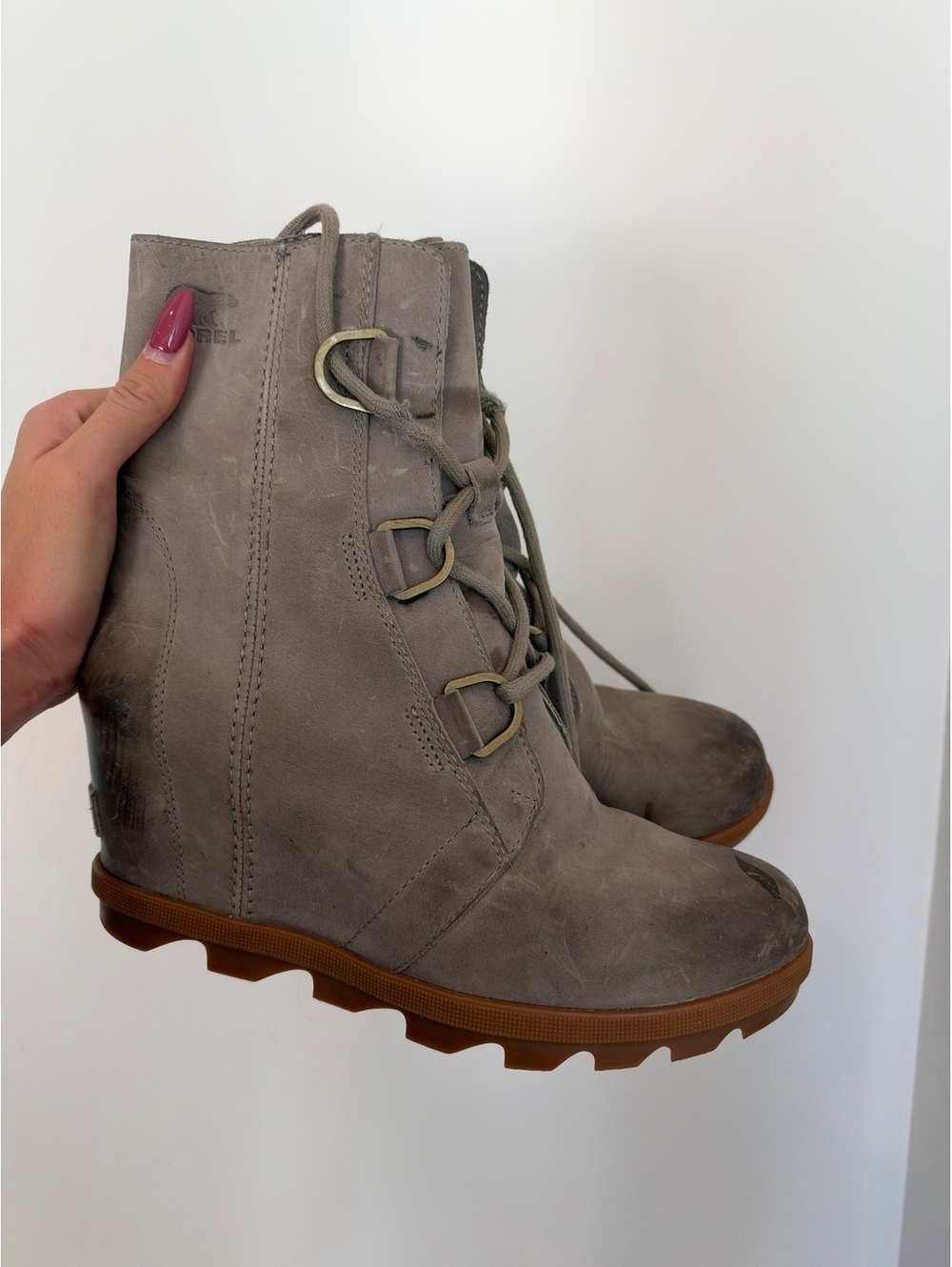 SOREL Joan of Arctic Wedge II Lace-Up Boots Gray Women’s Size 8
